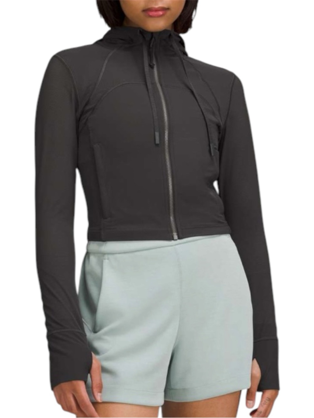 Lululemon Nulu and Mesh Cropped Define Jacket in Graphite Grey Womens Size 4
